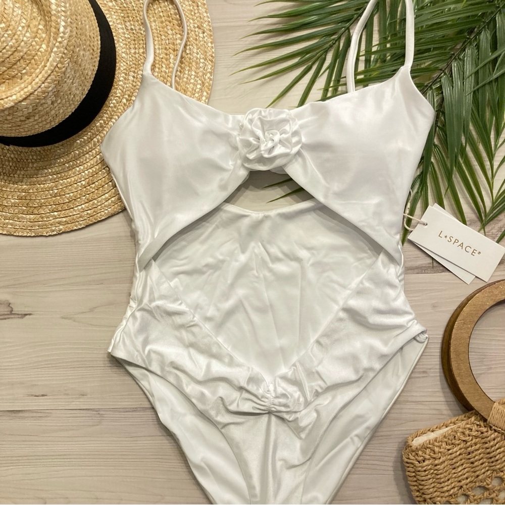 l*space White Cutout One-Piece Bridal Swimsuit - Picture 4 of 16